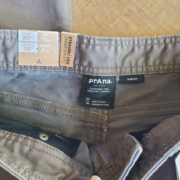 Prana Mens 30x36 Brown Mud Bridger Jean 5 Pocket Denim Outdoor Straight Slim NEW - Picture 6 of 7